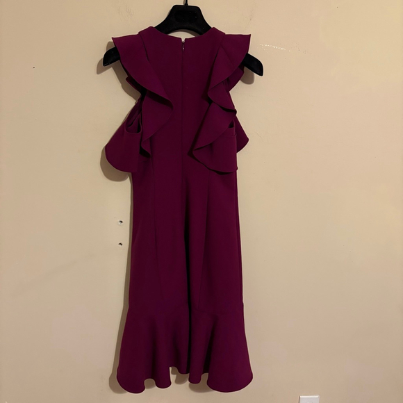 Cinq à Sept Micah Asymmetrical Purple Cold Shoulder Dress Size 2 - Picture 10 of 15